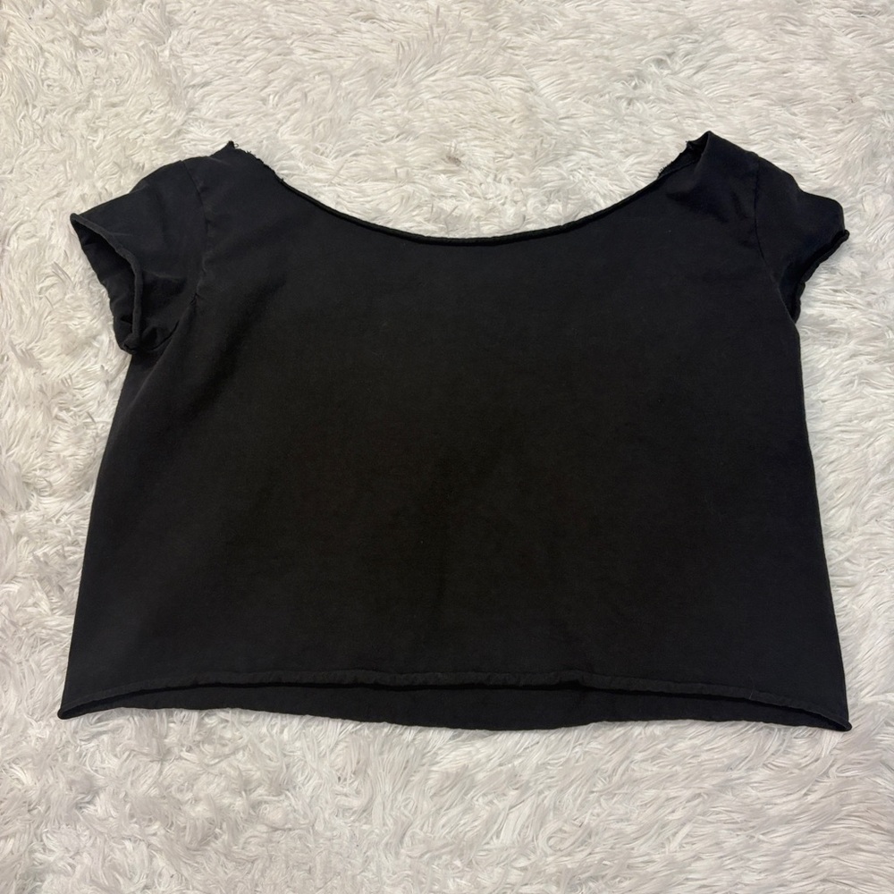 Brandy Melville John Galt Radio Silence Off The Shoulder Crop Top Black - Picture 3 of 3